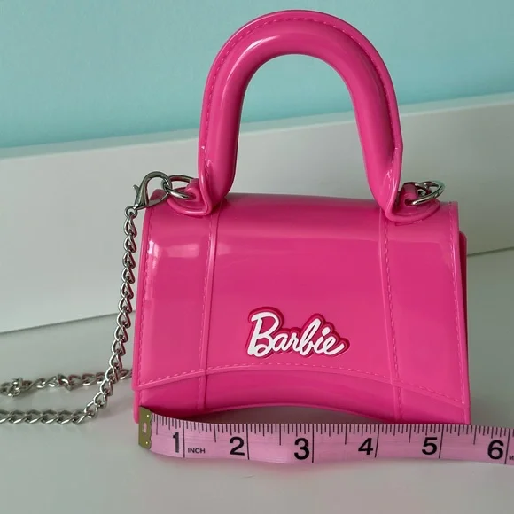💖 BARBIE Mini Pink Jelly Chain Crossbody Bag Purse - Picture 3 of 9